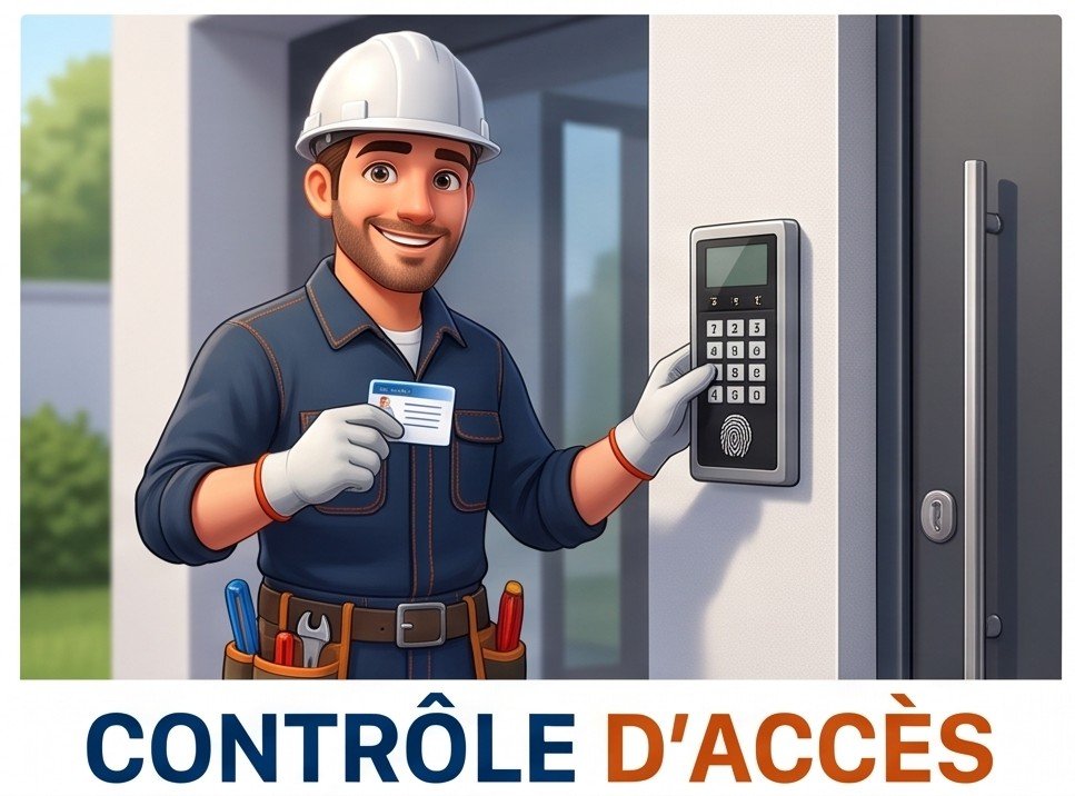 Technicien électricien testant un contrôle d'accès