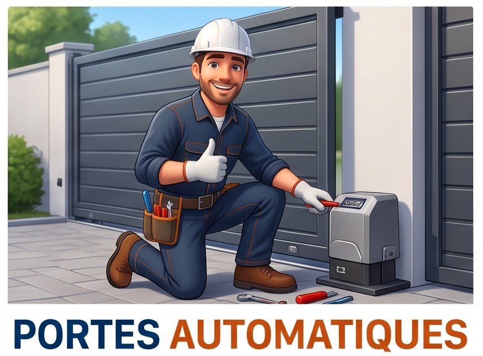 Technicien électricien réparant un portail